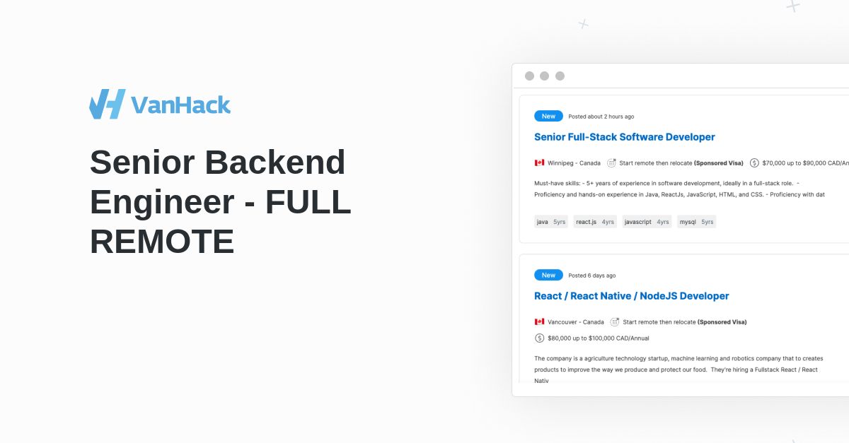 Senior Backend Engineer Remote Vanhack - Light Illustration Collection - Ultra HD Quality